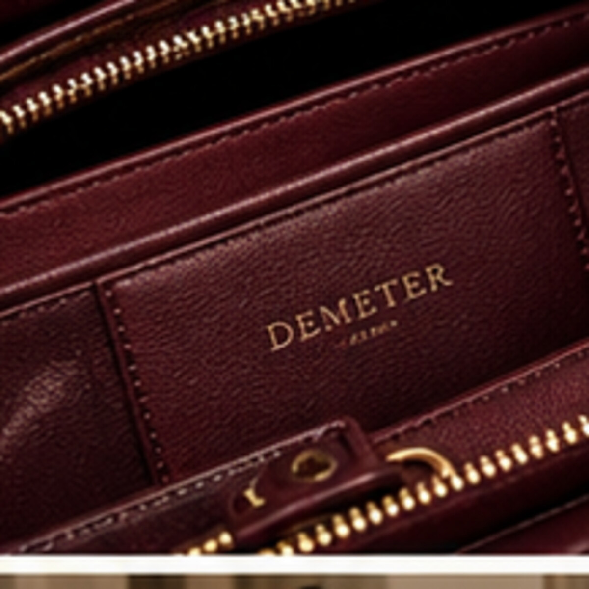 Oxblood leather purse interior detail