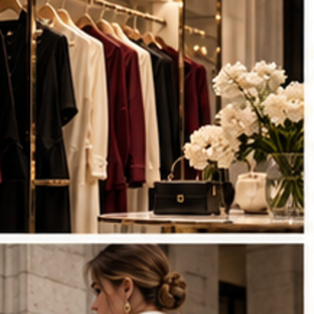 DEMETER wardrobe rail in black ivory and oxblood
