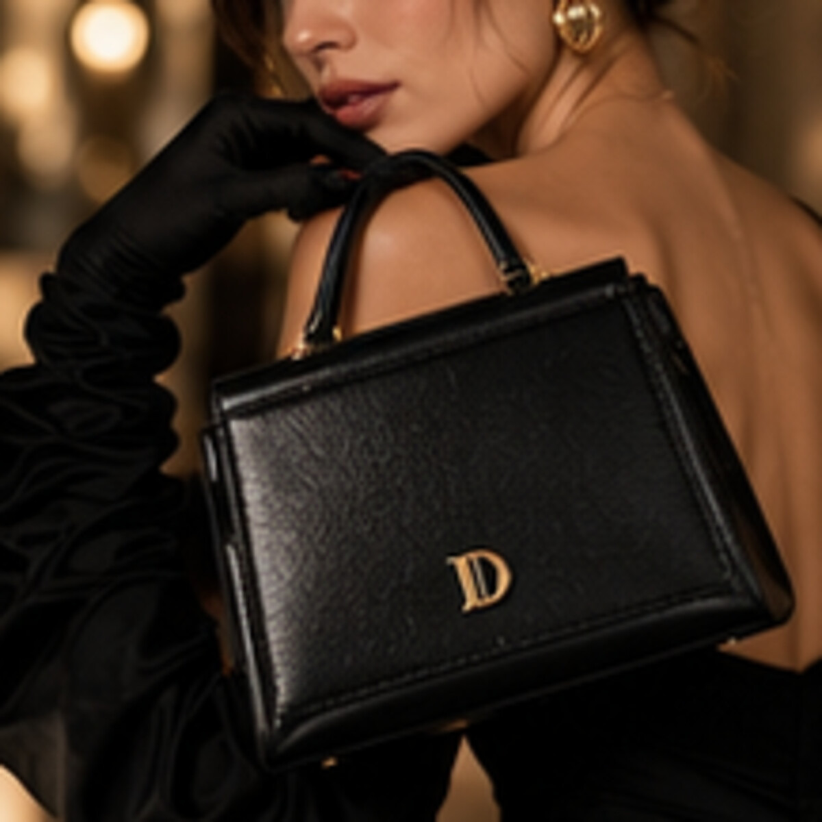 Black DEMETER handbag with gloves