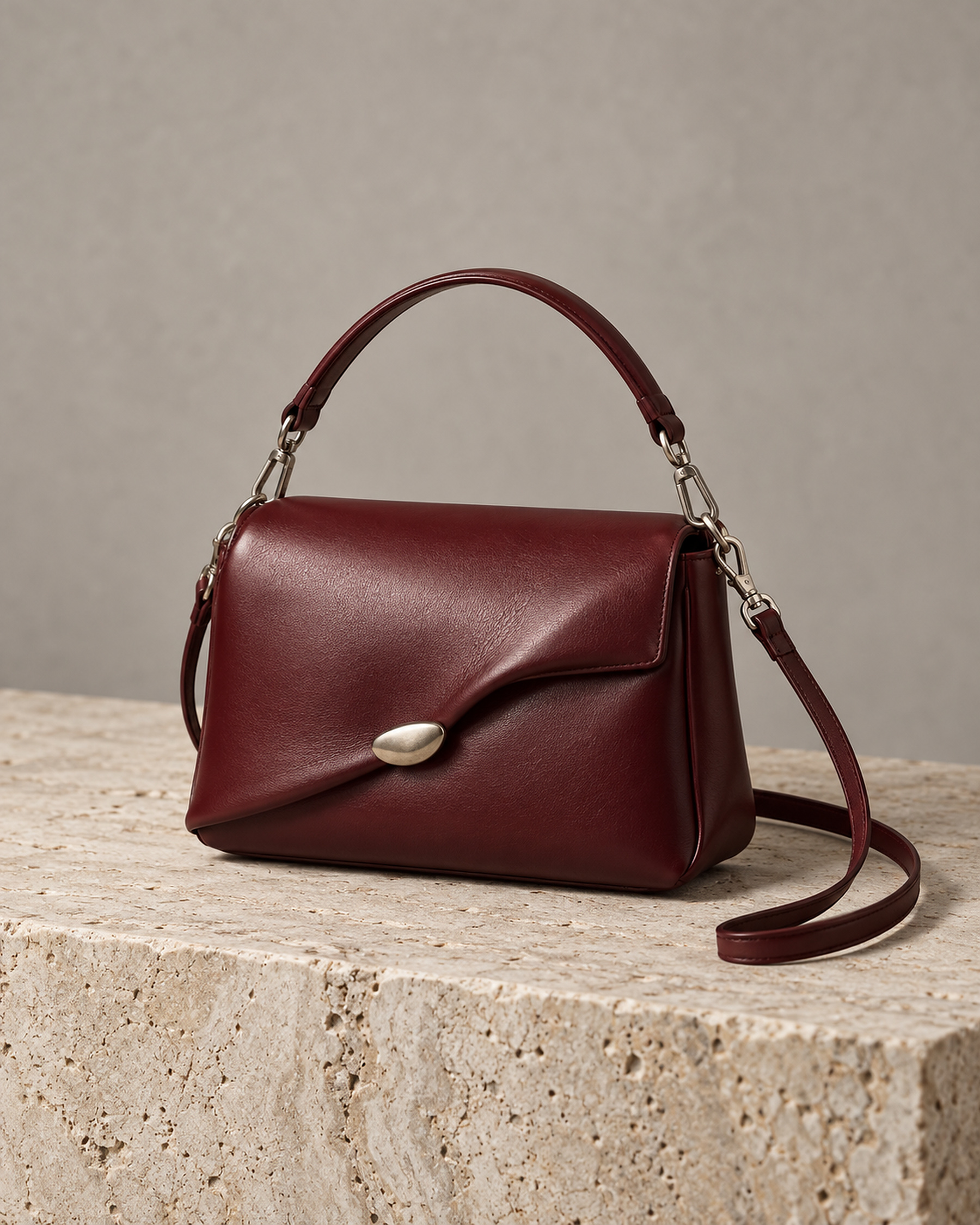 Oxblood leather Aura Mini evening bag