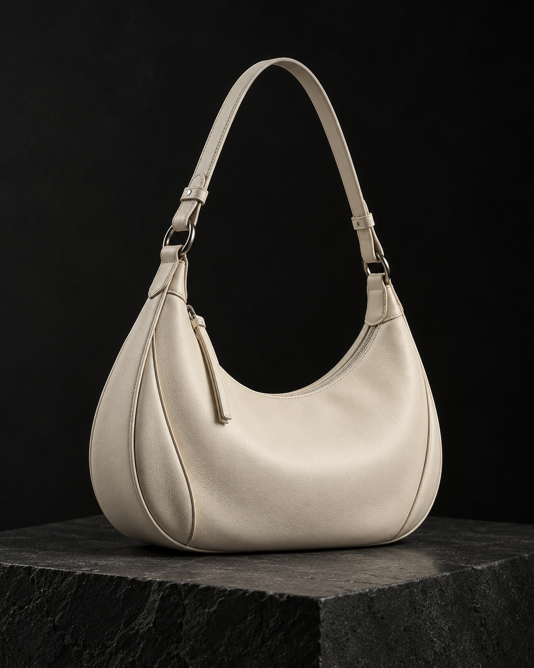 Soft ivory leather Selene shoulder bag